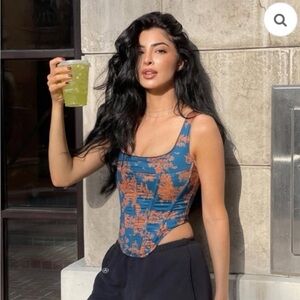 Miaou Campbell Corset Top in Marmalade Toile